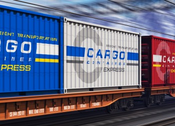 Freight train with cargo containers